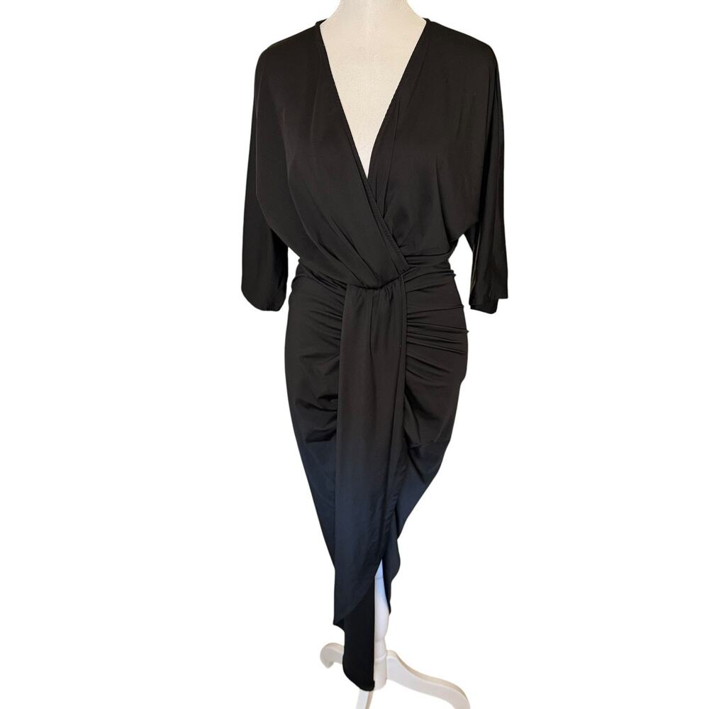 Baltic Born Black Midi Wrap Dress